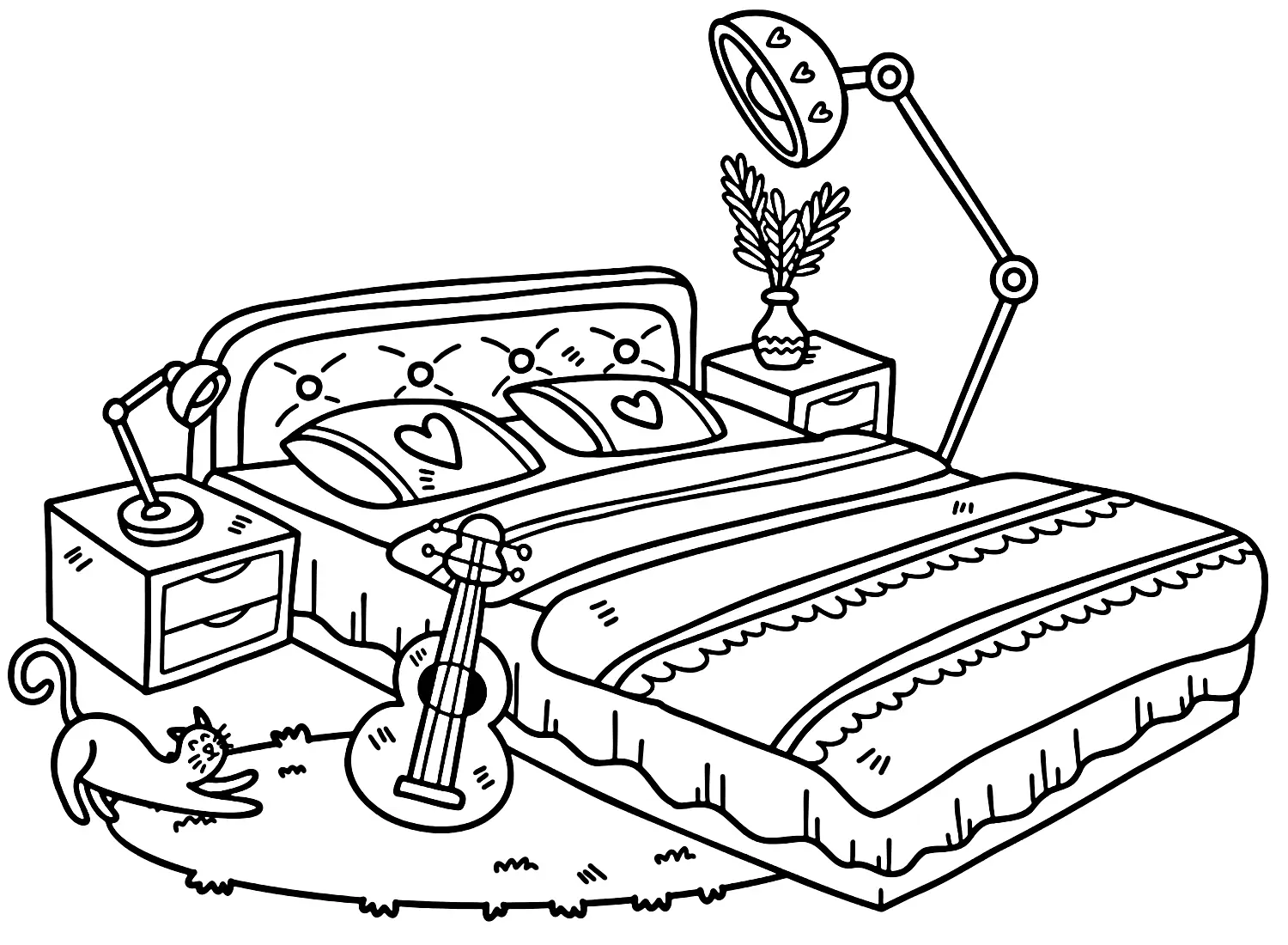 Bed Coloring Pages