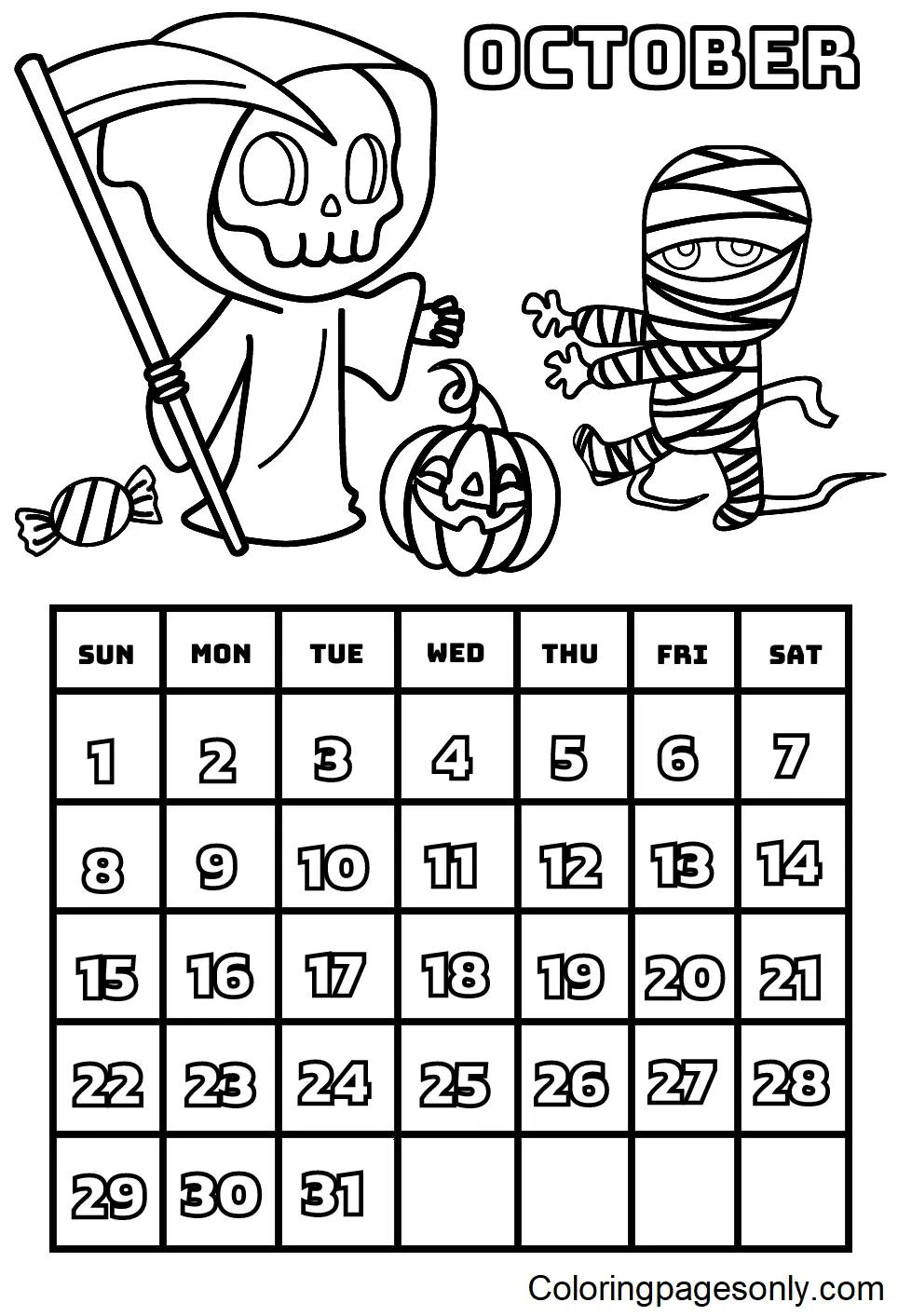 Calendar 2023 Coloring Pages