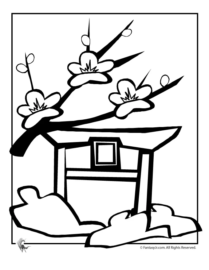 Cherry Blossom Coloring Pages