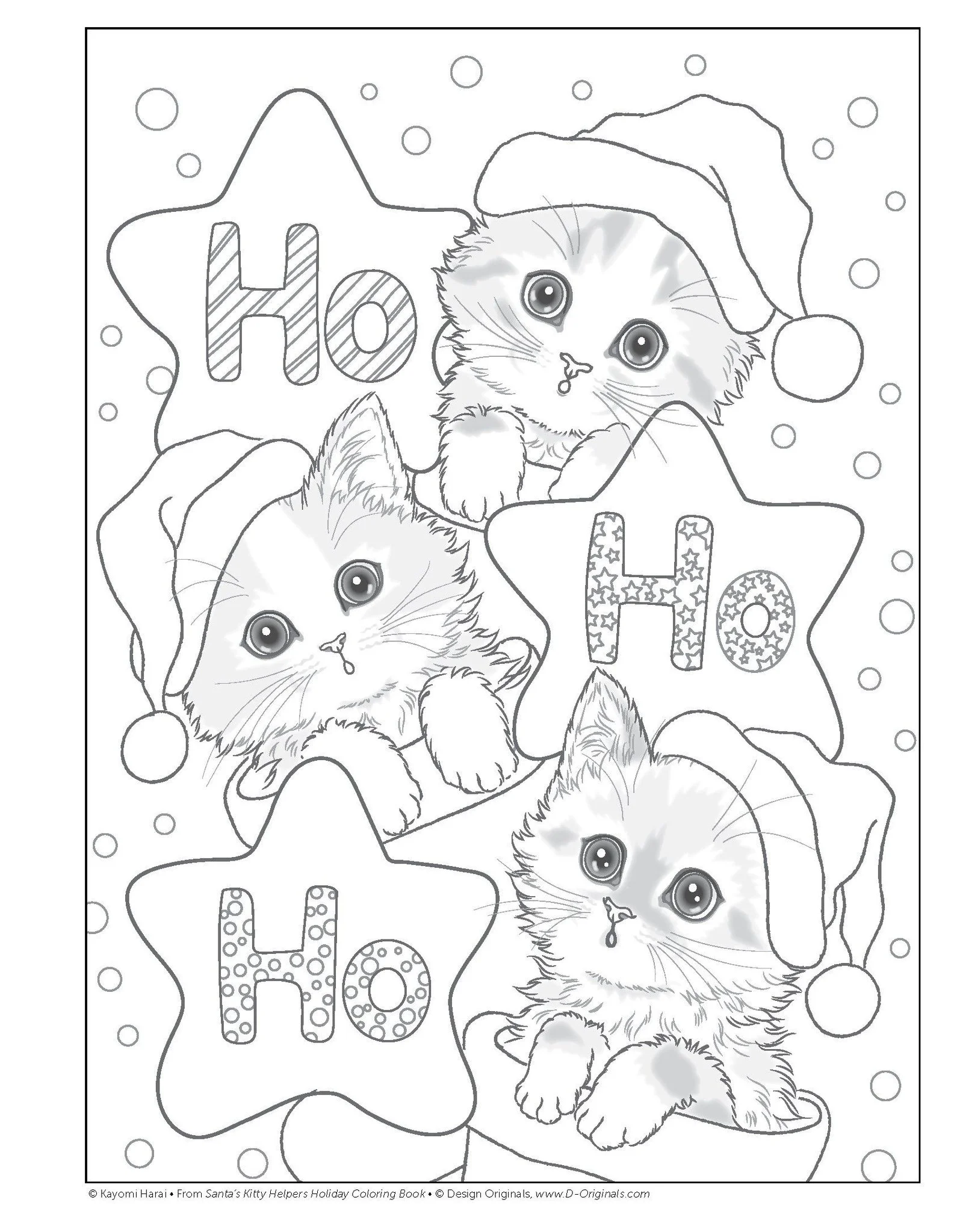 Christmas Cats Coloring Pages