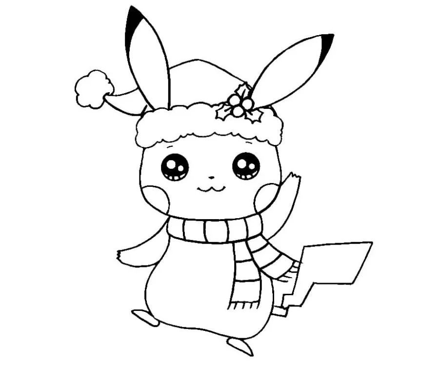 Christmas Pikachu Coloring Pages