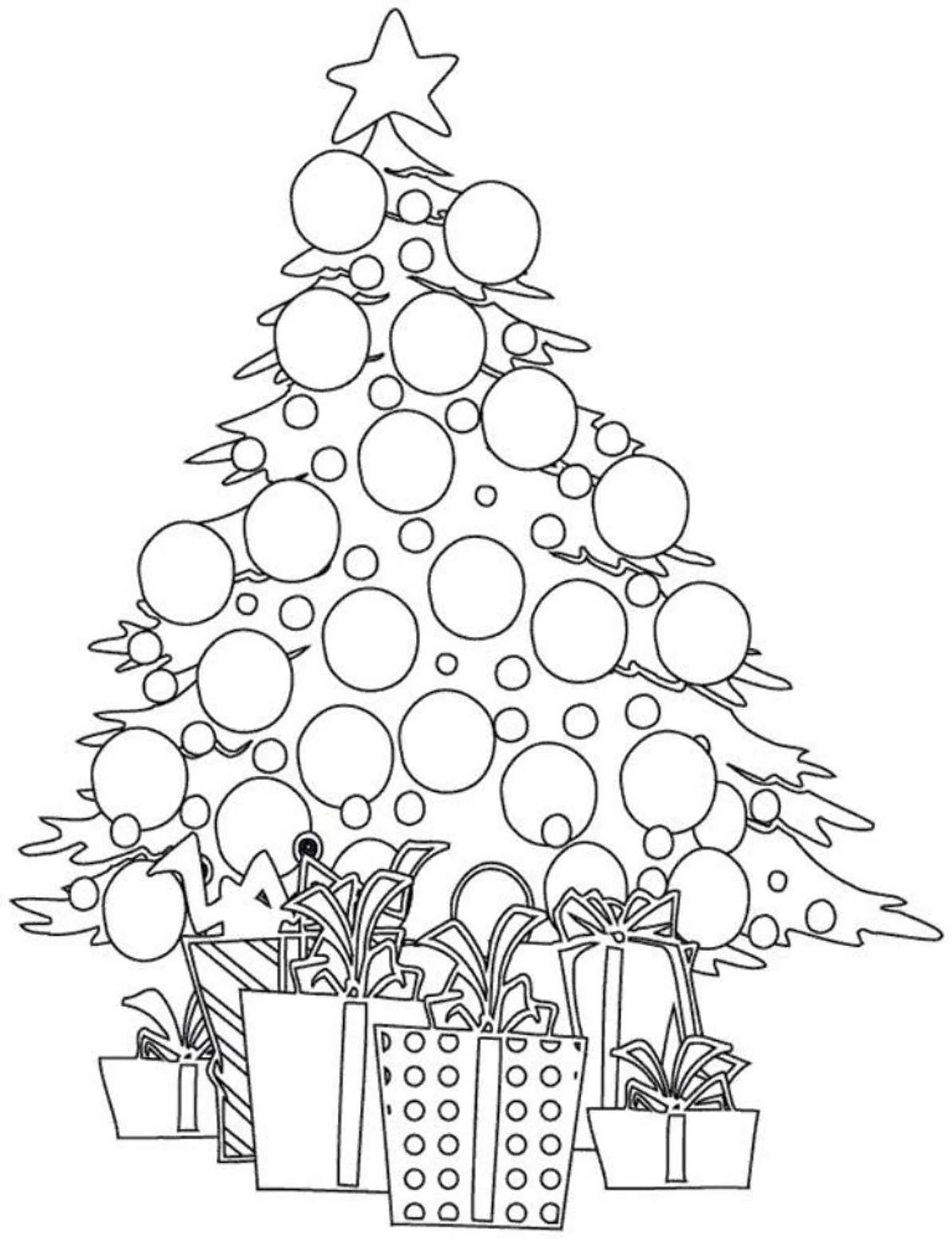 Christmas Tree With Presents Coloring Pages