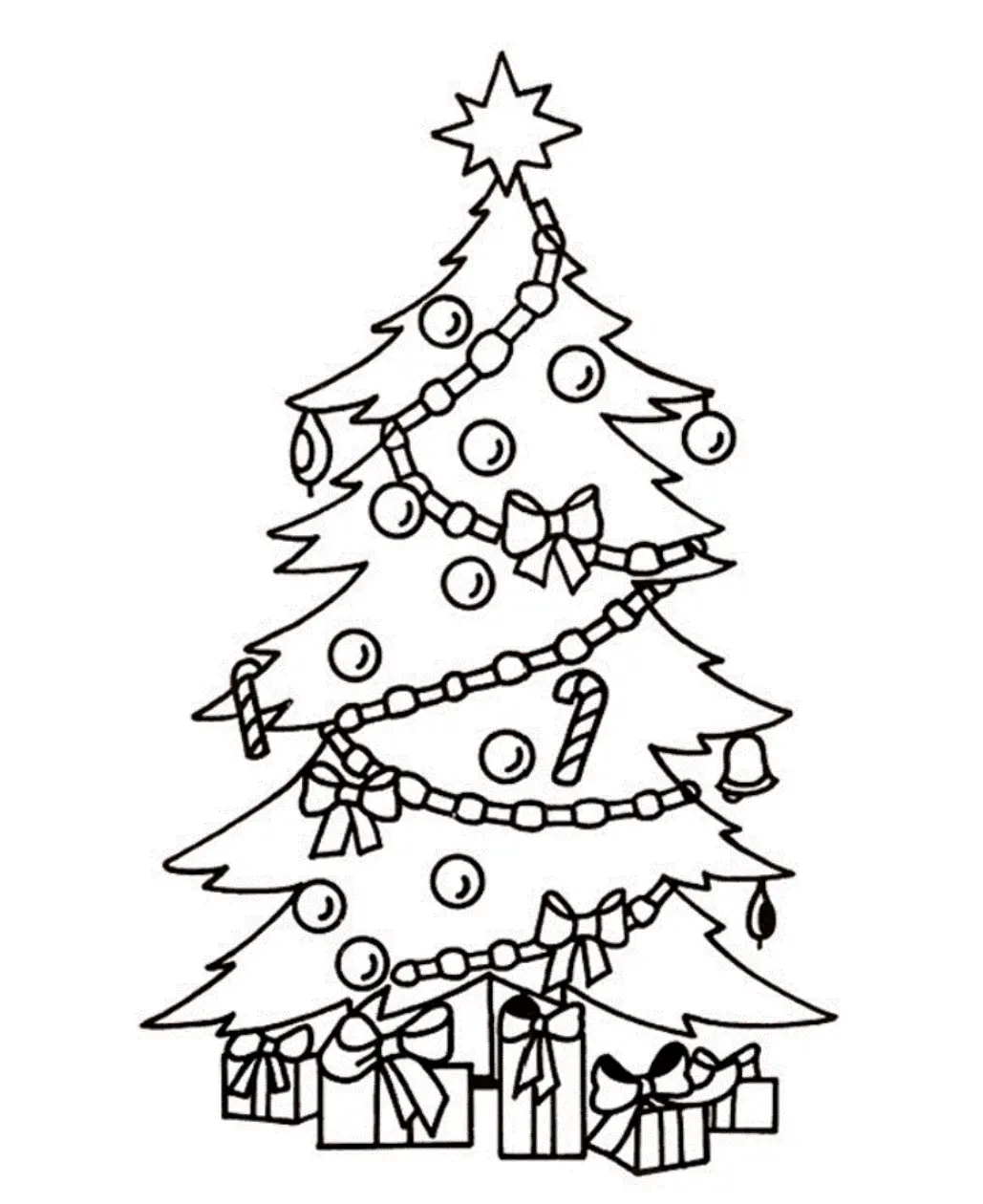 Christmas Tree With Presents Coloring Pages