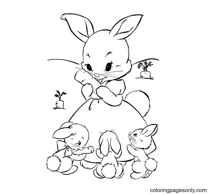 Cute Bunnies Coloring Pages