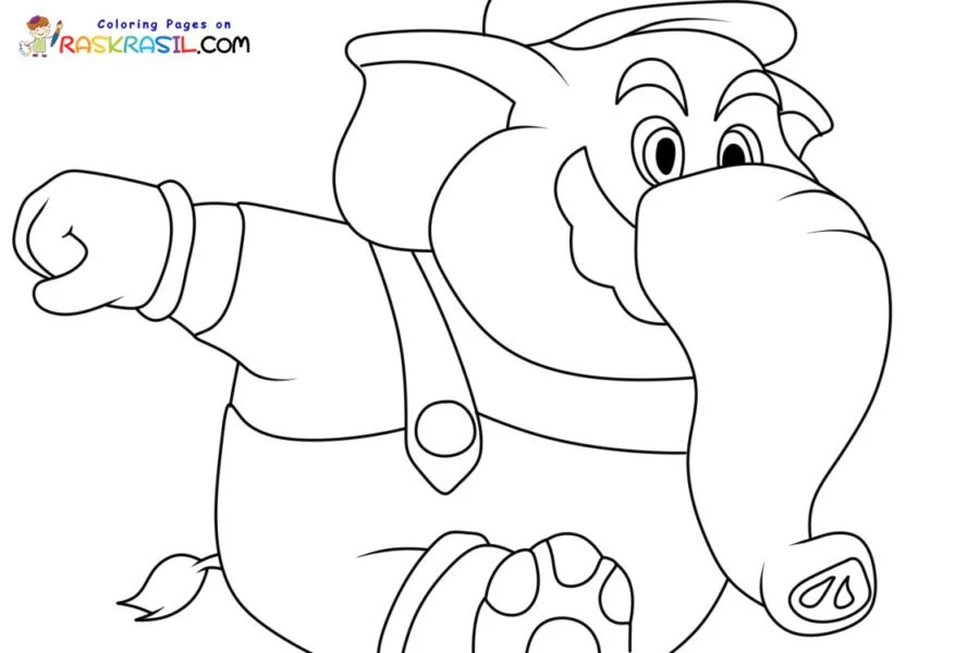 Elephant Mario Coloring Pages