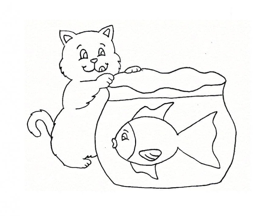 Fish Bowl Coloring Pages