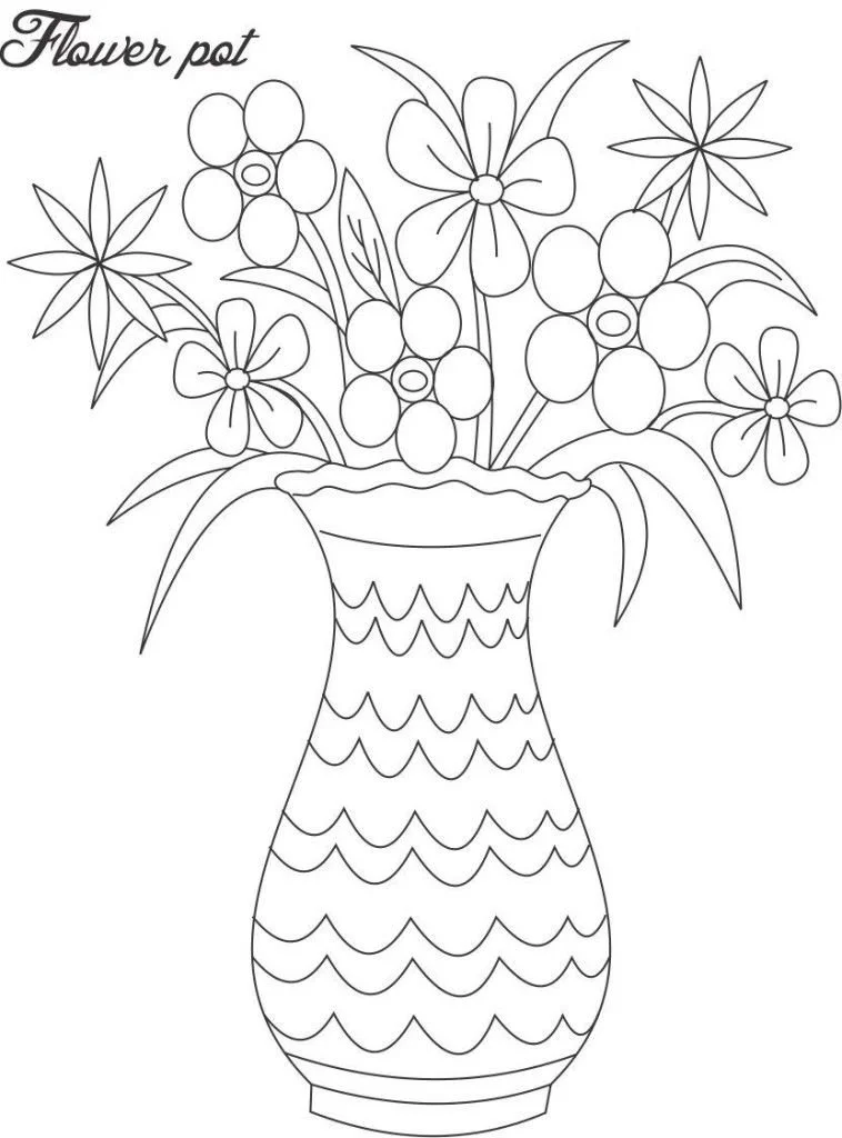 Flower Pot Coloring Pages