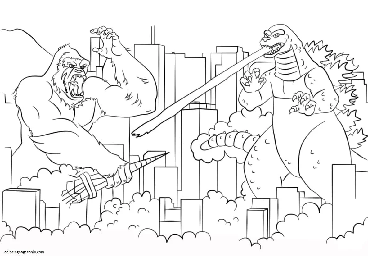 Godzilla and Kong Coloring Pages