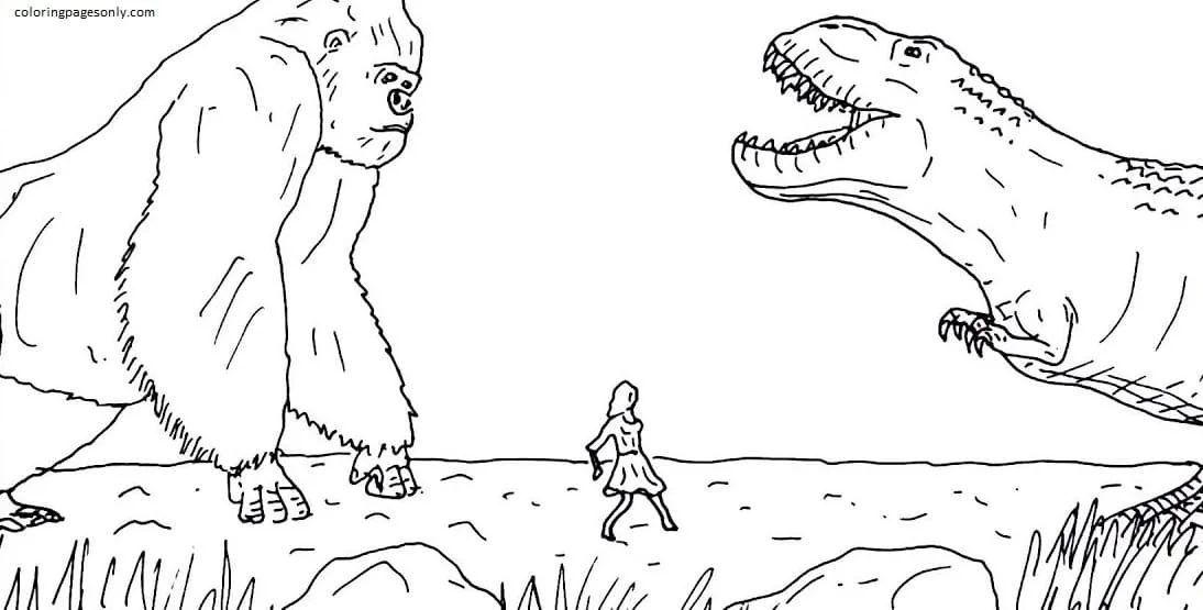 Godzilla and Kong Coloring Pages