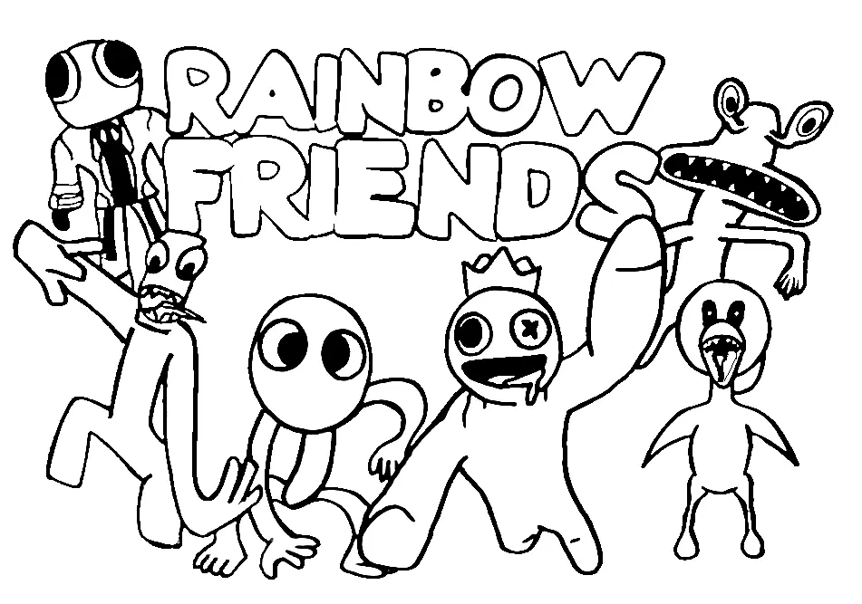 Green Rainbow Friends Coloring Pages