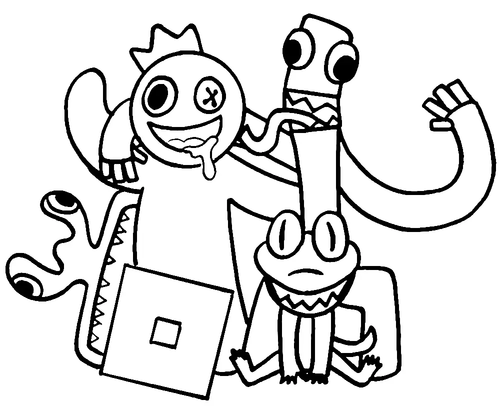 Green Rainbow Friends Coloring Pages