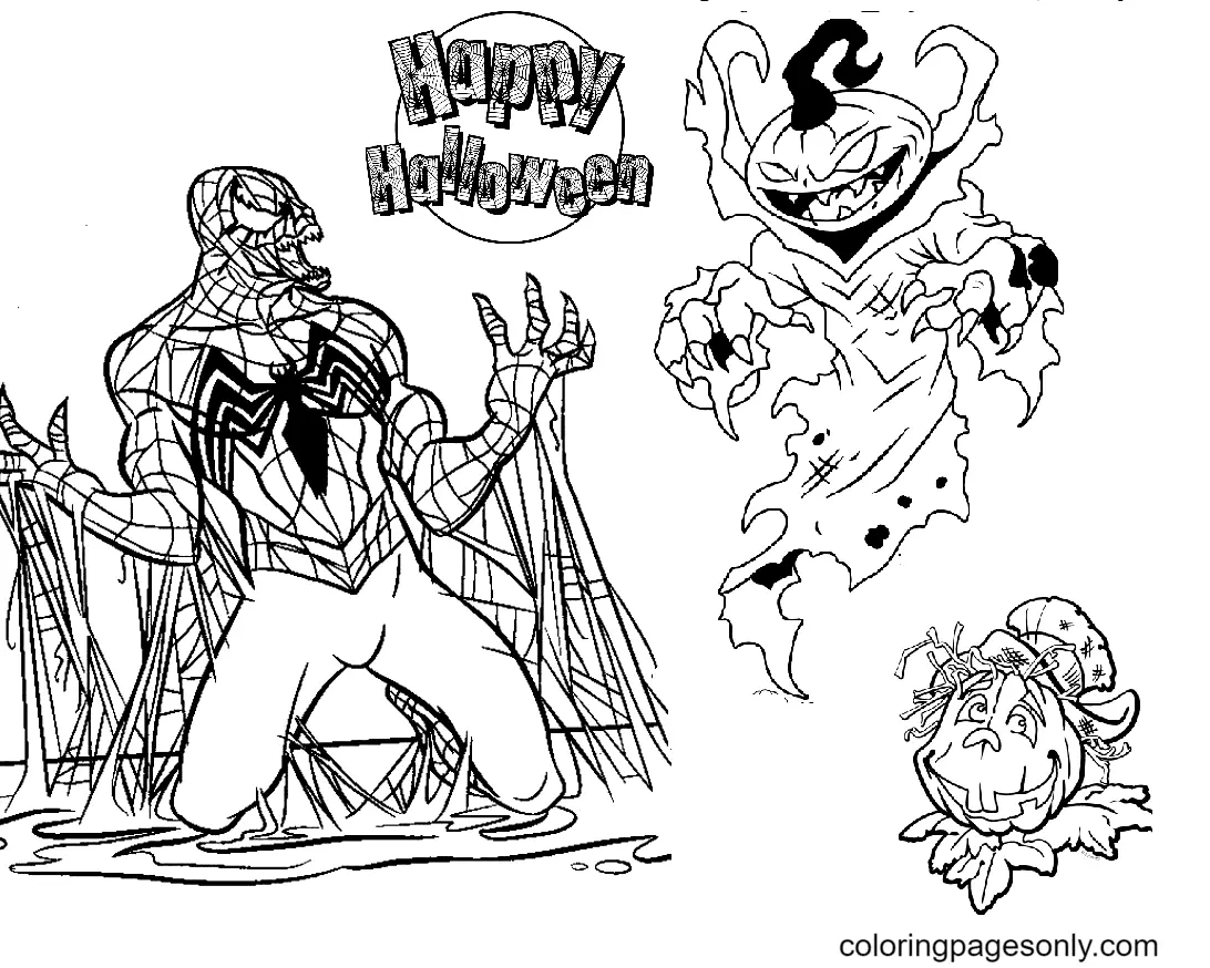 Halloween Spider Coloring Pages