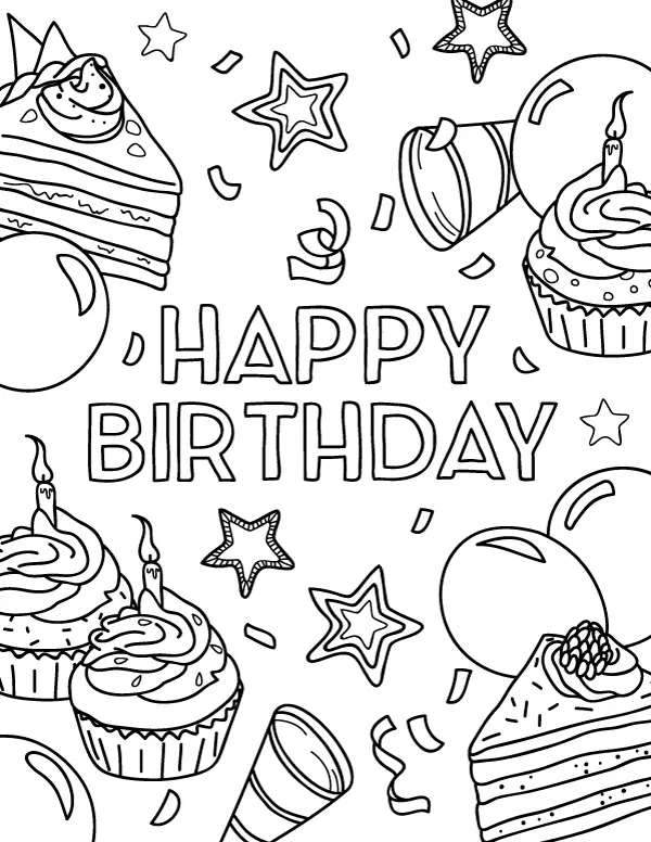 Happy Birthday Coloring Pages