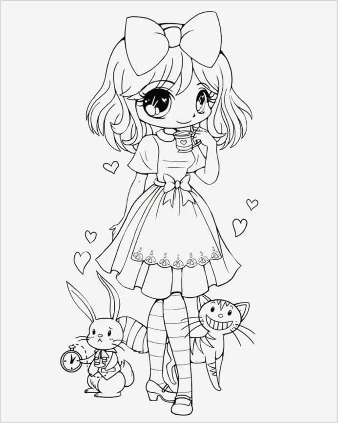 Kawaii Girls Coloring Pages