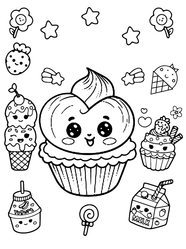 Kawaii Valentines Coloring Pages