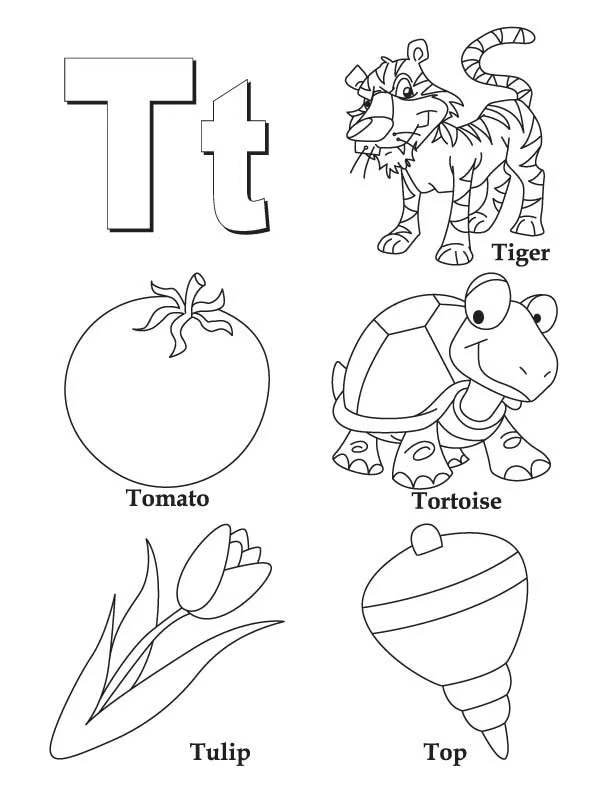 Letter T Coloring Pages