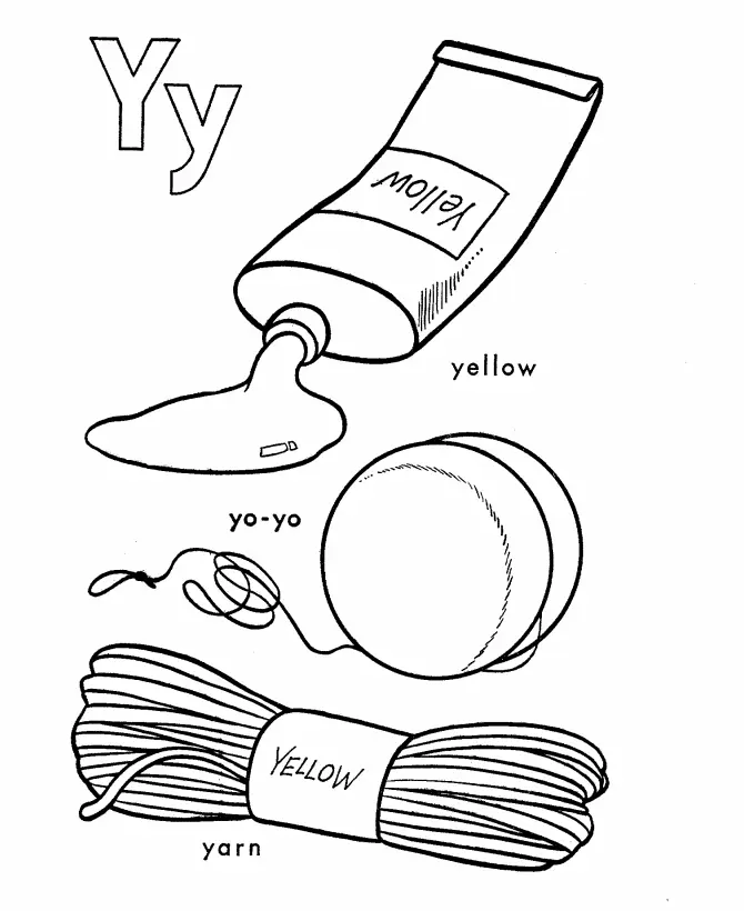 Letter Y Coloring Pages