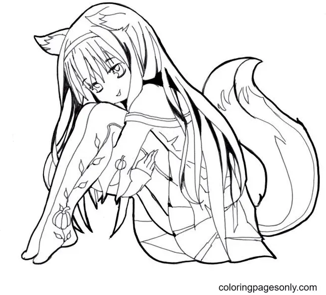 Long Hair Anime Girl Coloring Pages