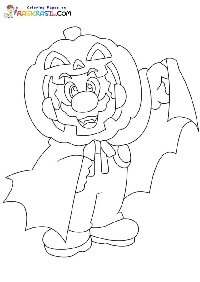 Mario Halloween Coloring Pages