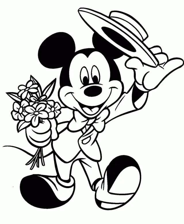 Mickey Mouse Valentines Coloring Pages