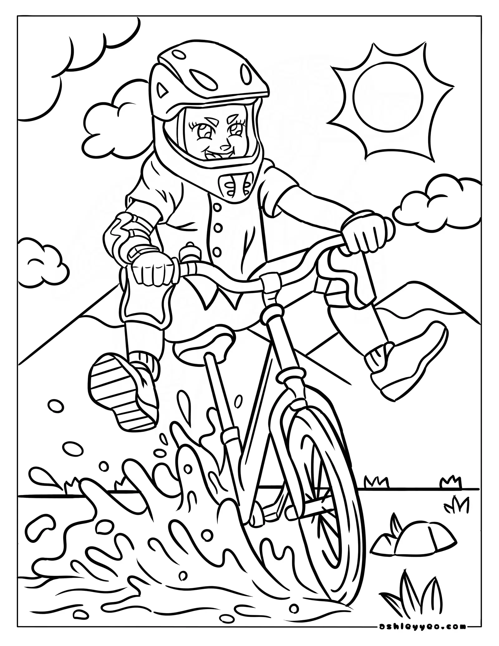 Mountain Biking Coloring Pages
