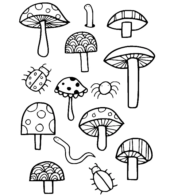 Mushroom Coloring Pages