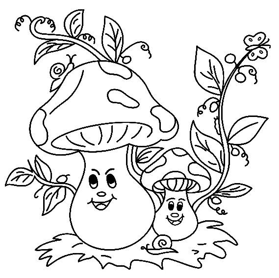 Mushroom Coloring Pages