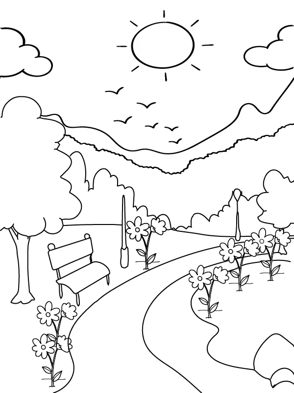 Natural Scenery Coloring Pages