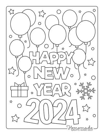 New Year 2024 Coloring Pages