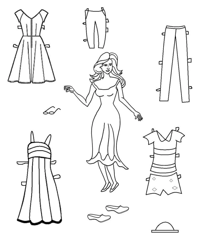 Paper Doll Coloring Pages