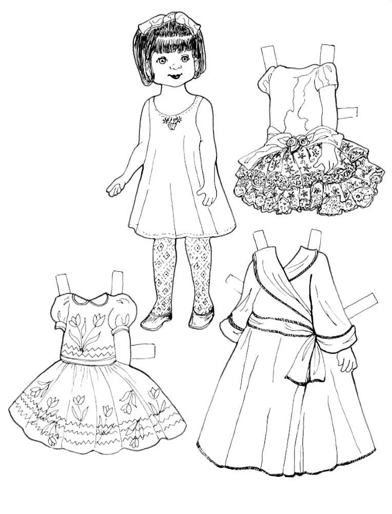 Paper Doll Coloring Pages