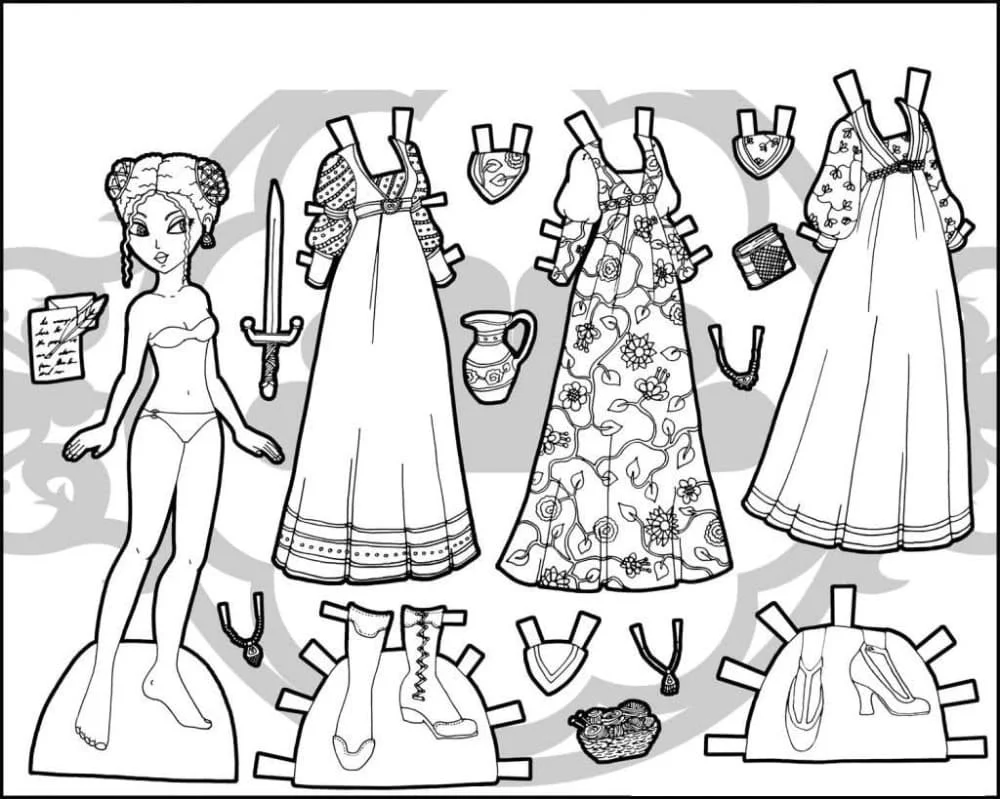 Paper Doll Coloring Pages