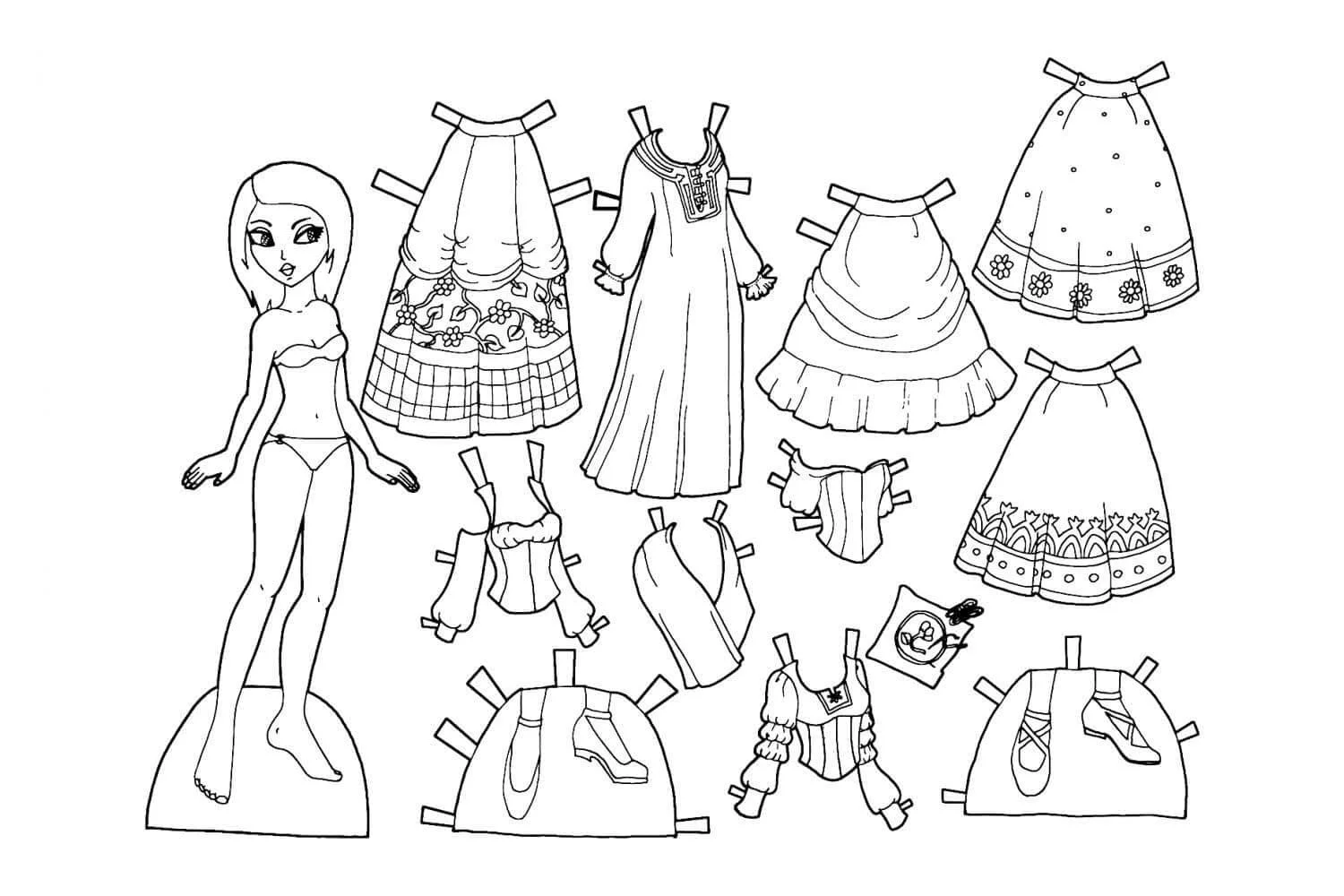 Paper Doll Coloring Pages