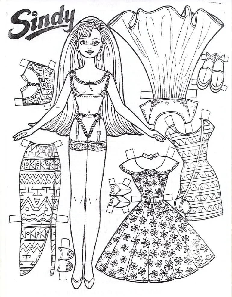 Paper Doll Coloring Pages