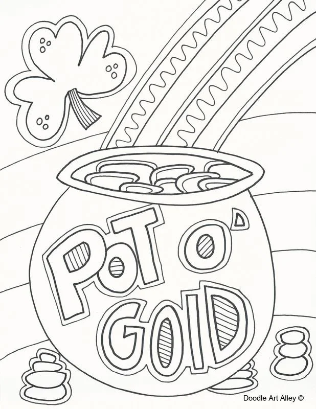 Rainbow and Pot of Gold Coloring Pages
