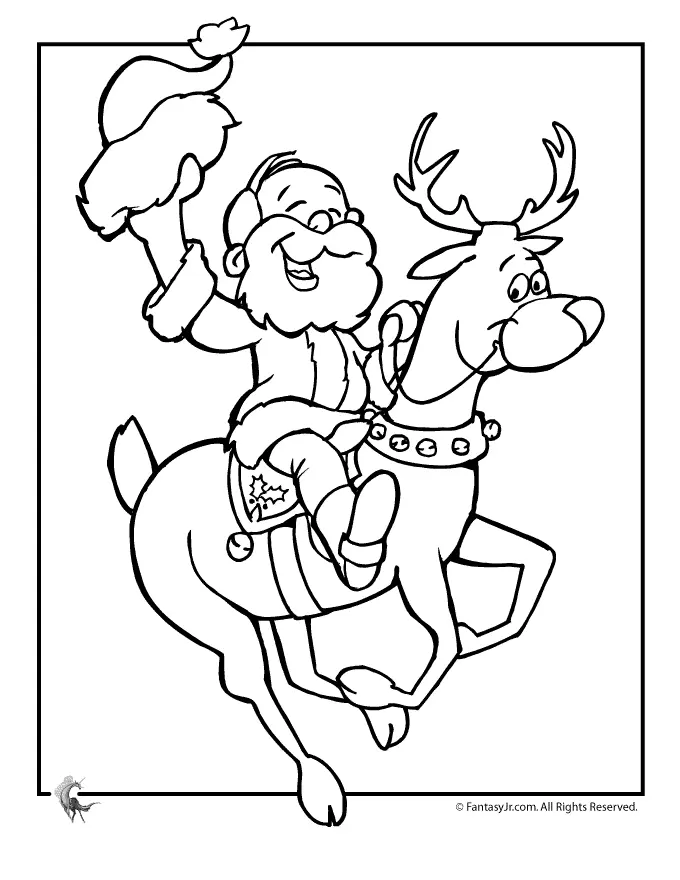 Santa Reindeer Coloring Pages