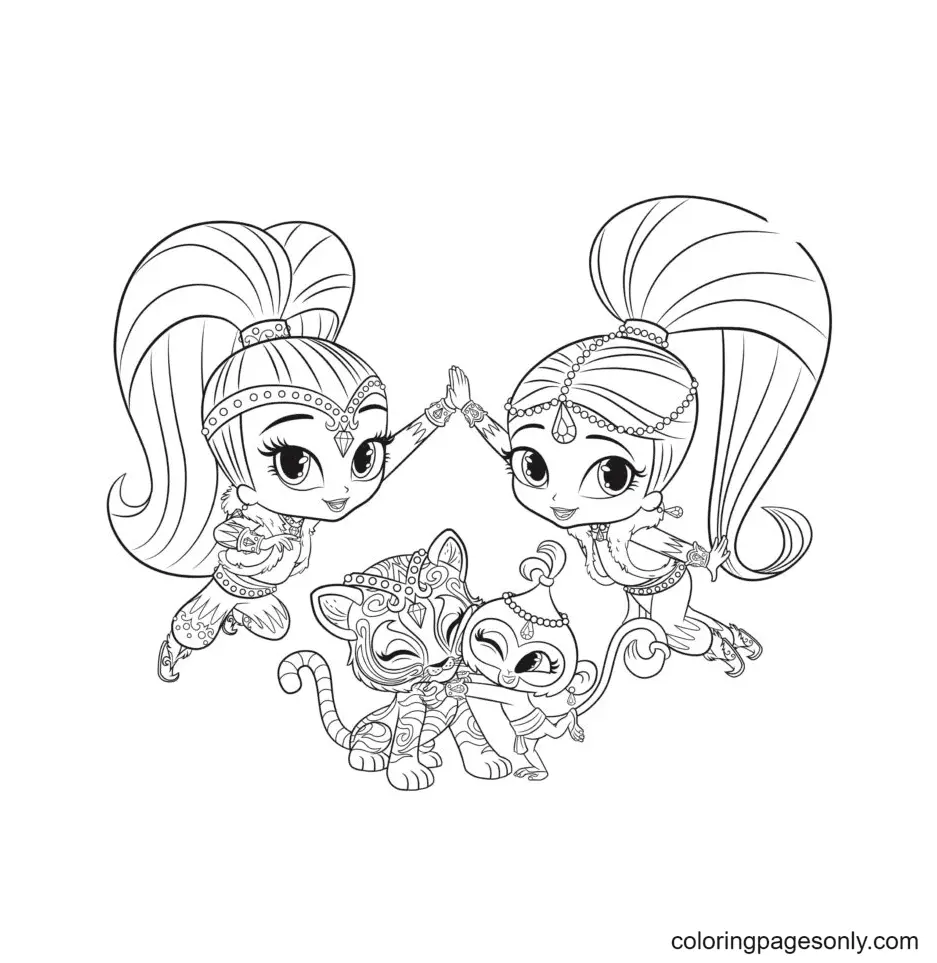 Shimmer and Shine Coloring Pages