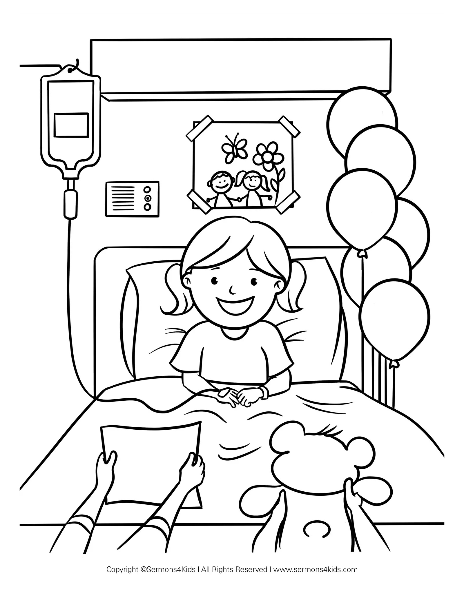 Sick In Bed Coloring Pages