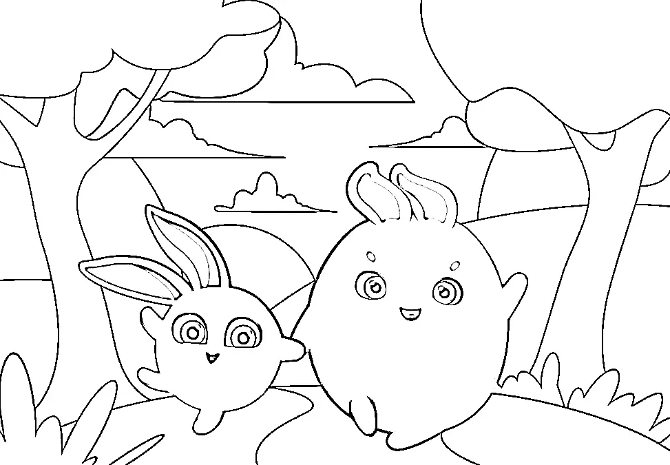 Sunny Bunnies Coloring Pages