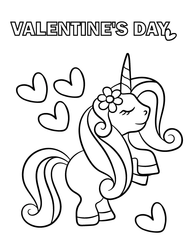 Unicorn Valentines Coloring Pages