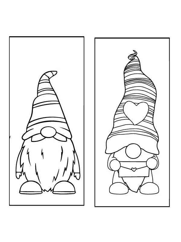 Valentine Gnomes Coloring Pages