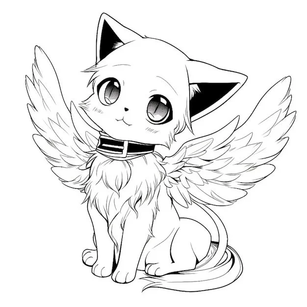 Winged Cat Coloring Pages