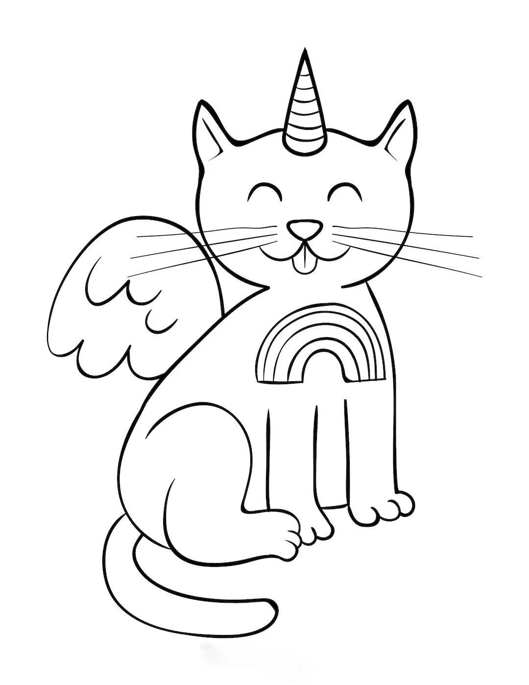 Winged Cat Coloring Pages