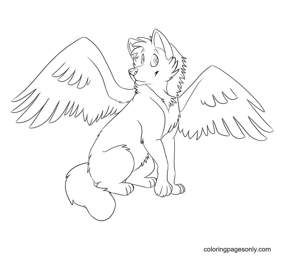 Wolf With Wings Coloring Pages