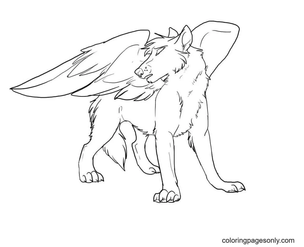 Wolf With Wings Coloring Pages